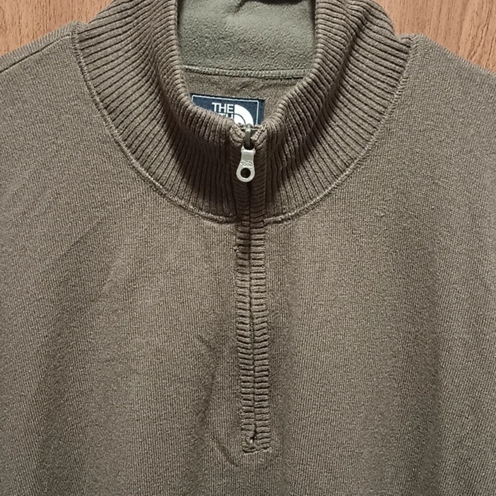 The North Face Mock Neck Taupe Brown Cotton Wool Blend Sweater Men's XXL